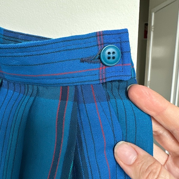 Pendleton Petite Vintage Vibrant Blue Plaid A-Line Skirt - Picture 4 of 8